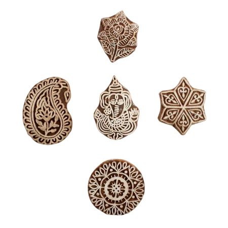Set of 5 Piece New Mix Wooden Printing Block